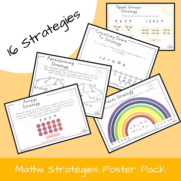 Maths Strategy Poster Pack. Suitable for children aged 5 years and above. 16 Informative and easy to follow addition, subtraction, multiplication and division poster #education #mylittlepack